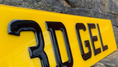 A 3D gel number plate