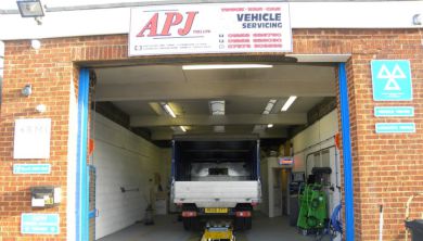 A large truck inside our MOT bay